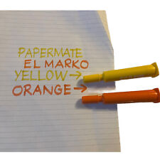 (2) Paper Mate El Marko Markers YELLOW & ORANGE Permanent Marker USA Vintage picture