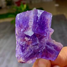 71G Natural Rare transparent  purple cubic fluorite crystal sample/China picture