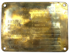 1958 Titusville Iron Works Oil Engine Boiler Superheater Brass Plate ID picture
