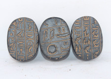 3 UNIQUE PHARAONIC HANDMADE ANCIENT EGYPTIAN Stone Old Scarab (BD) picture