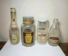 Lot Of 4 Vintage Food & Sauce Bottles Heinz Ketchup Mince Meat Everoyal Olives picture