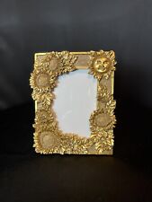 Vintage 1990s Sun & Flowers Gold 3D Picture Frame picture