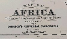 Antique 1885 AFRICA Map ~ Authentic Old Original AJ JOHNSON COPPER PLATE picture