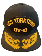 New Era Vtg USS YorkTown CV-10 Black  Cap SnapBack Trucker Cap Hat Made in USA picture