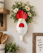 Vintage Fitz & Floyd Ceramic Rooster Wall Pocket Vase Chicken Kitchen Decor 7” picture