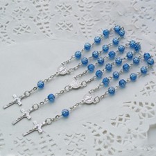 Baptism (24 PCS) Rosebud Mini Rosary Christening 1st Communion Sweet 15 JA164Blu picture