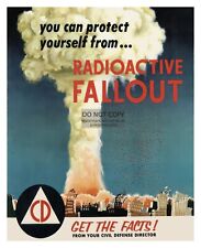 VINTAGE NUCLEAR BOMB RADIOACTIVE FALLOUT CIVIL DEFENSE POSTER 8X10 PHOTO picture
