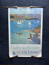 Original 1950s Come to Britain for Motoring Travel Poster, Vintage MCM Wall Dec picture