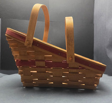 Longaberger 1991 Large Vegetable Basket Swing Handle Plastic Protector Handwoven picture