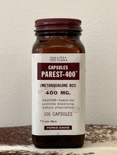 Vintage Parke-Davis Parest-400 Bottle - Methaqualone Quaalude Sopor - EMPTY picture