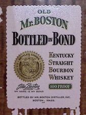 VINTAGE OLD MR. BOSTON BOTTLED IN BOND KENTUCKY BURBON WHISKY LABEL Z2860 picture