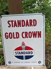 VINTAGE 1957 STANDARD GOLD CROWN PORCELAIN GAS STATION PUMP SIGN 15