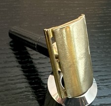 Vintage Gillette Gold & Black Fat Handle Tech/Triangular Slots picture