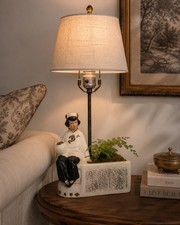 1953 Silvestri Asian Lady on a Wall Table TV Lamp Planter Vase Rare picture