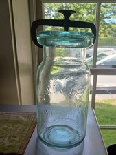 Antique Aqua Pint Whitall's June 18th 1861 Patent Atmospheric Fruit Jar w/ Yoke picture