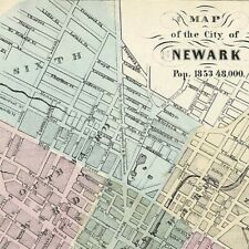 Scarce c1853 Charles Magnus Color Map of Newark Double Sheet  picture