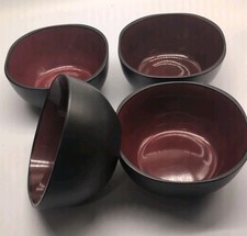 Weston Better Homes and Gardens Soup Cereal Bowl Set of 4 Square Red Black New picture