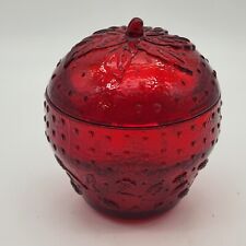 Longaberger Glass Red Strawberry Candy Dish Jam Jar Collectors Club picture