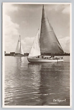 Postcard Zeilsport, Dutch RPPC Two Sailboats Sailing on Lake picture