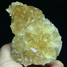 257gTransparent Gold Yellow/White Cubic Calcite Crystal cluster Mineral Specimen picture
