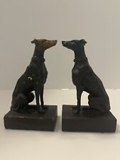 Pair Cast Iron Whippet Greyhound Dog Fine Casting Heavy Weight Bookends Vintage picture