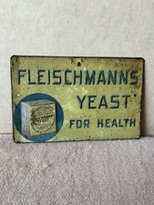 Antique Fleischmann’s Yeast For Health Embossed Tin Sign ~ Burdick Co, NY picture