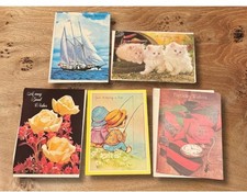 Vintage Birthday Cards Lot of 5 Unused Greeting Cards Rainbow Collection Kittens picture