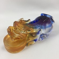 Liuli Crystal Glass Pixiu Statue bite Coin Ornament – Feng Shui Home Decor picture
