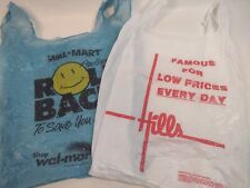 Hills Department Store And Old Walmart Blue Plastic Shopping Bags Vintage picture