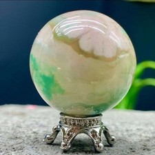 30G Natural Green Cherry blossom agate Sphere quartz crystal Ball Healing picture