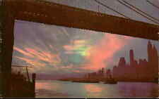 Postcard: SUNRISE OVER NEW YORK CITY The Brooklyn Bridge picture