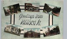 VILLISCA IOWA MULTIVIEW GREETINGS original antique postcard ia history picture