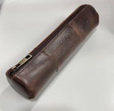 MILITARIA STUFFS Vintage Leather Pencil 8 inches x 3 x 3 inches, Brown  picture
