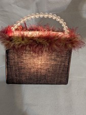 Unique Vintage Purse Lamp Nightlight w/ Boa picture
