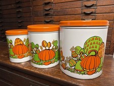 Lot 3 Ballonoff Mushroom Canisters w Lids - Neon Orange, Green Minty Vtg 70s NM+ picture