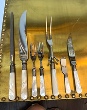 Antique Mother of Pearl Cutlery & Carving Set Pieces (7 Items) picture