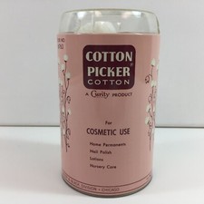 Vintage 1950s Curity Cotton Picker 6763 Tin Dispenser Home Cosmetic Use Pink 5