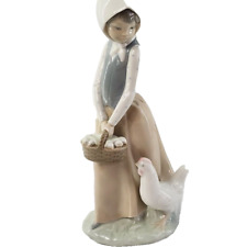 Vintage Zaphir by Lladro Figurine Girl With Hen & Basket Porcelain Made in Spain picture