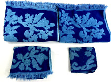 Vintage MCM 60s Cannon Monticello Bath Hand Towel Set 4 Pieces Floral Blue picture