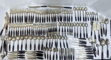 Vtg 1960’s Mid Century Modern Bronze & Rosewood Flatware Set Thailand 150 Piece picture
