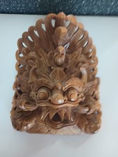 Balinese Barong Sai Carved Wooden Mask Protective, King Of Spirits, 10