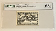 1915 Panama California Exposition San Diego Admission Ticket PMG 63 EPQ #766 picture