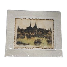 Thai Grand Palace Bangkok Print Mulberry Rice Paper Burnt Edge Souvenir 14x13 picture