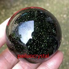 1pc Green Gold Sand Ball Quartz Crystal Sphere Reiki Healing Gem 50mm+ picture