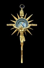 Saint Rita of Cascia Relic Sunburst Halo Crucifix 1930’s Italian Convent picture
