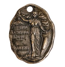 Antique Whitehead Hoag Key Tag Fob Aurora National Bank Chicago Art Nouveau picture