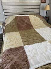 Vintage Queen Chenille Bedspread Bedroom Comforter Cream Brown Neutral  picture