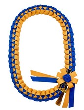 IndieCraft Grosgrain 2026 Ribbon Graduation Leis-Royal blue & Old gold picture
