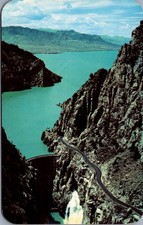 Buffalo Bill Dam Shoshone Canyon Cody Road Yellowstone Park Chrome Postcard picture