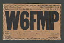 1932 Early Ham Radio (QSL) Card Call Letters W6FMP Los Angeles Ca picture